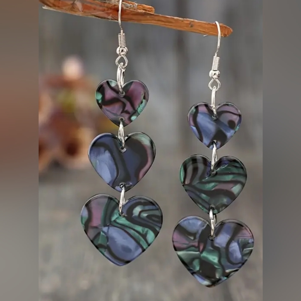 Colorful Christmas Holiday Heart-Shaped Multicolor Dangle Gift Earrings-(#338)‎